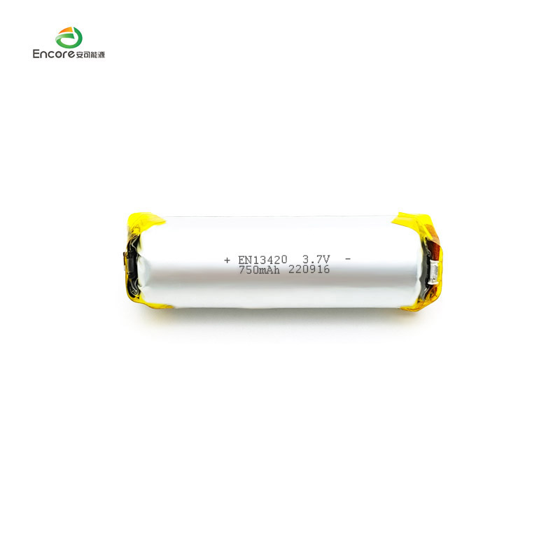 13420 750 mAh cilindrinė 3,7 V lipo baterija